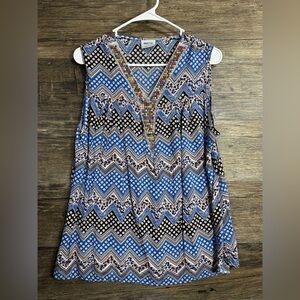 Mad Style Chevron Patterned Blue Tank Top